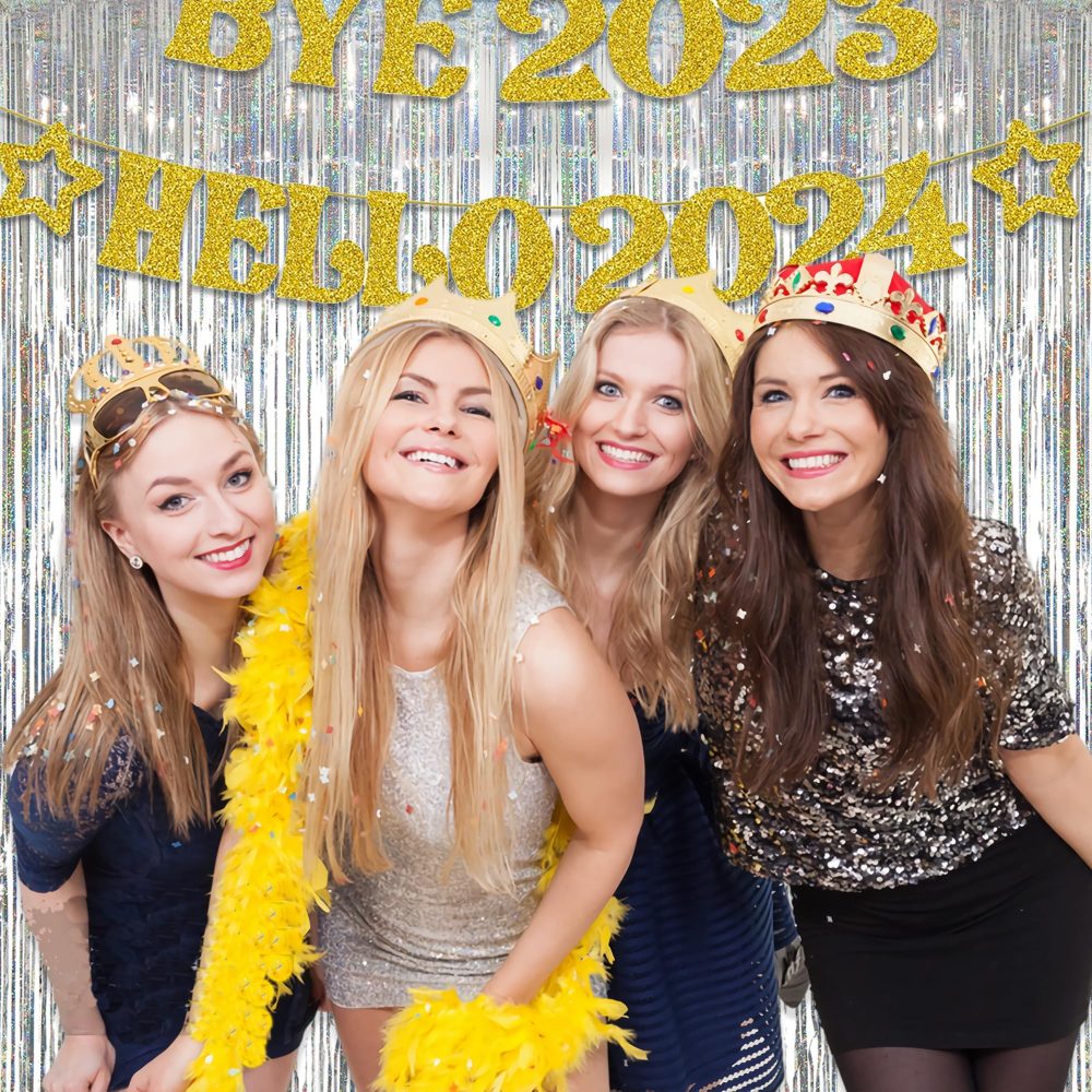Silver Foil Fringe Tinsel Backdrop Glitter - GREATRIL Party Streamers Backdrop Curtains for Birthday/Prom/New Year/Bachelorette Party/Christmas/Disco Dancing Ball Decorations - Pack of 2 - Image 7