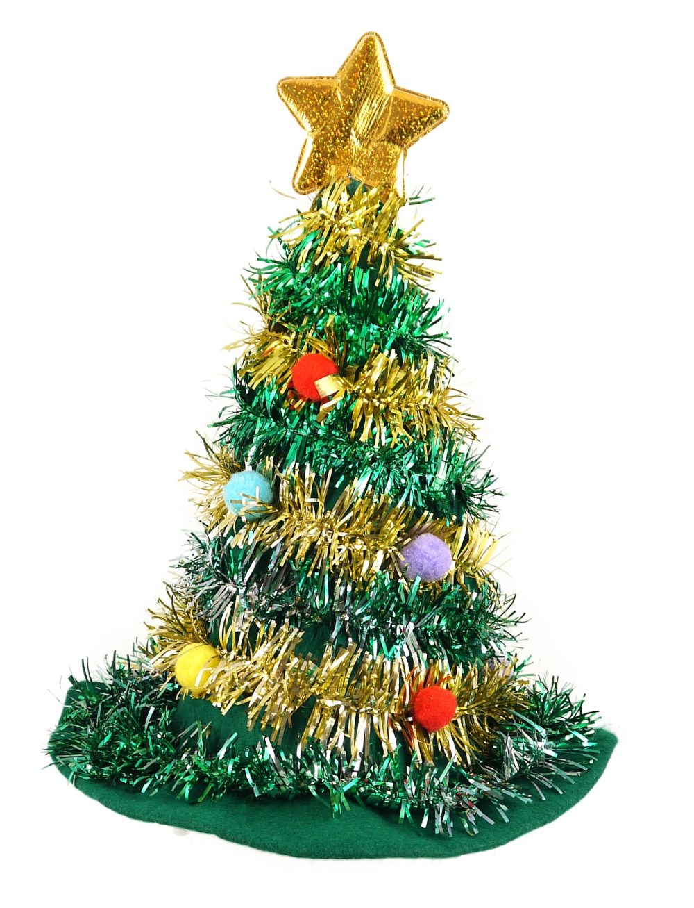 Adult Christmas Tree Hat with Star Novelty Fun Xmas Party Headwear