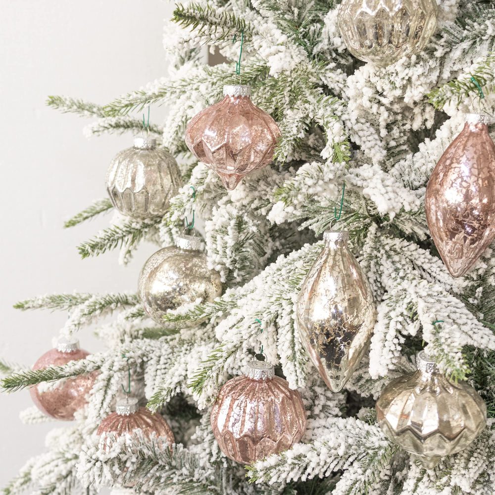 KI Store Mercury Glass Christmas Tree Ornaments Rose Gold Set of 8 80mm 120mm Hanging Christmas Baubles Finials for Christmas Tree Decoration Holiday Décor - Image 6