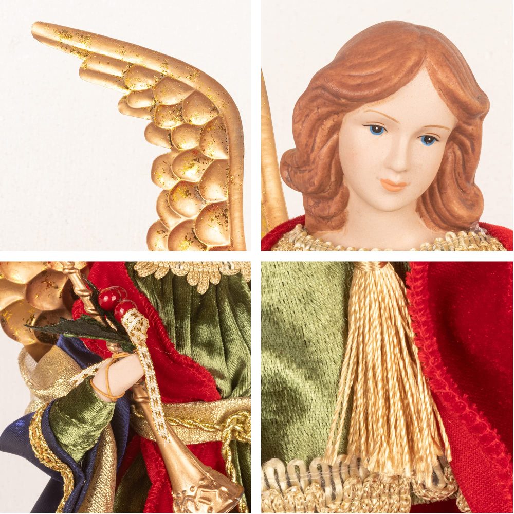 KI Store Large Angel Christmas Tree Topper 45cm Unlit Red Gold Angel Figurines Treetop for Christmas Decoration - Image 5