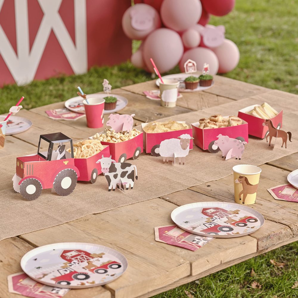 Ginger Ray Tractor and Trailer Farm Themed Birthday Party Treat Sandwich Stand Centrepiece Decoration, Mehrfarbig