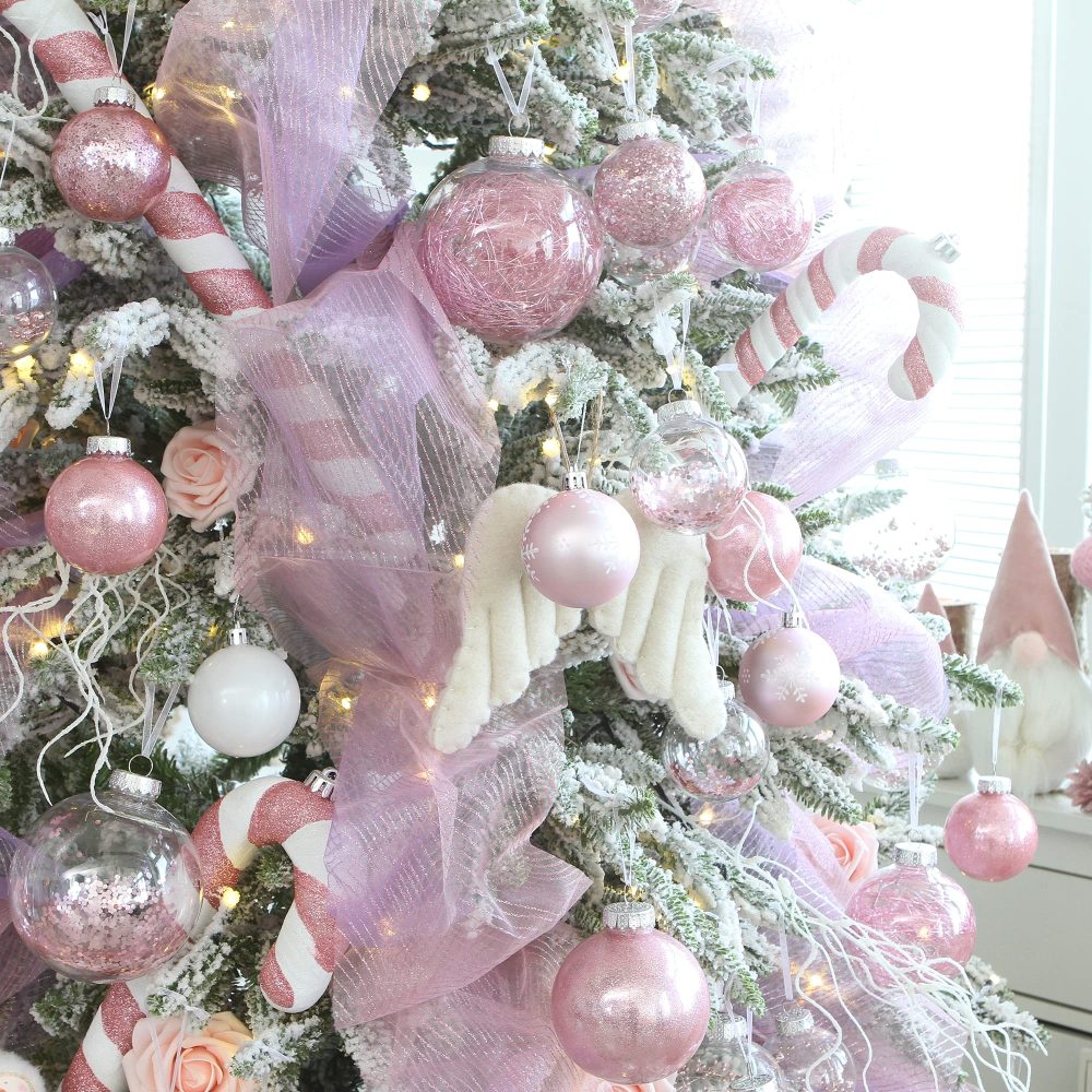 Sea Team 60mm/2.36" Shatterproof Clear Plastic Christmas Ball Ornaments Decorative Xmas Balls Baubles Set with Stuffed Delicate Decorations (30 Counts, Pink) - Image 3