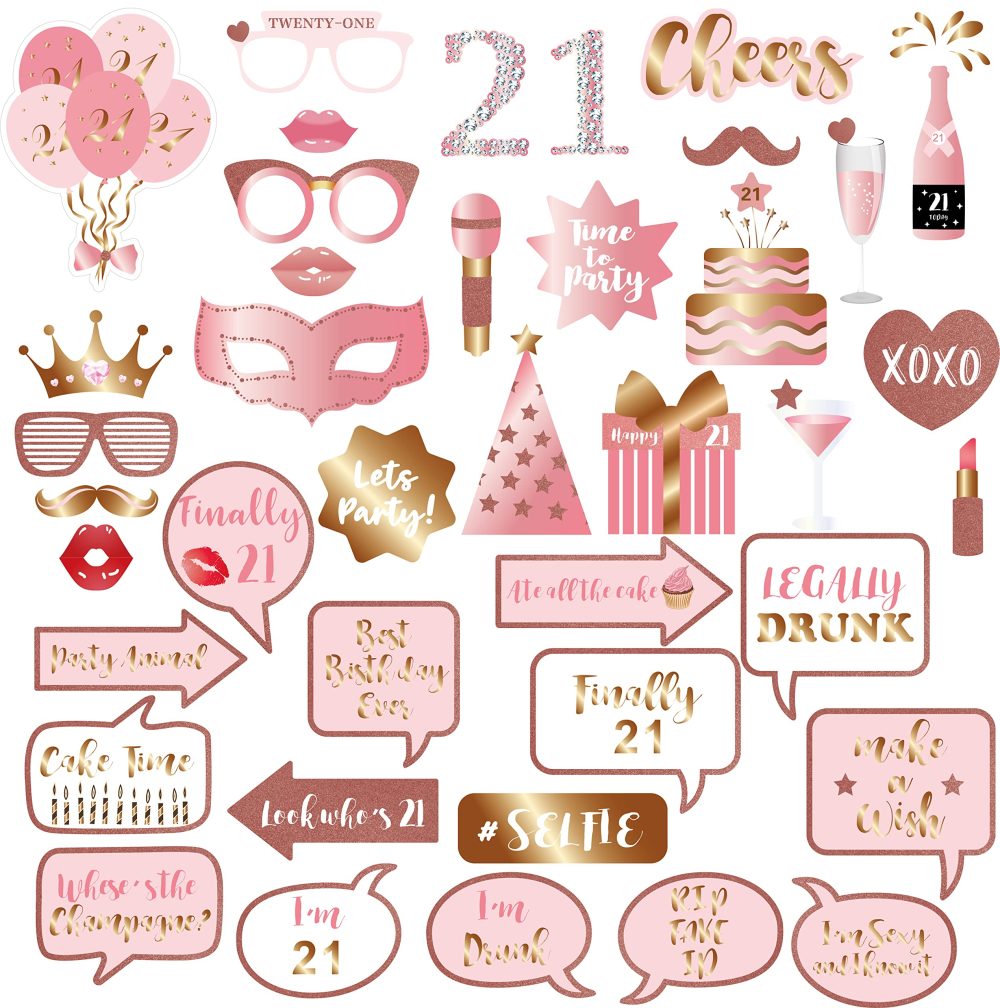 21st Birthday Decorations Girls Boys,Rose Gold Inflatable Selfie Frame&38Pcs 21st Birthday Photo Booth Props,Giant Inflatable Party Photo Booth Frame for Girls Ladies 21st Birthday Party Decorations - Image 3