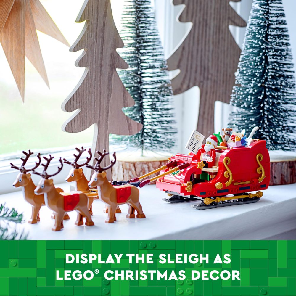 LEGO Iconic Santa’s Sleigh Set, Building Toy for Kids with Minifigure, Reindeer Figures and Guitar, Stocking Filler Idea or fun Christmas Decoration, Gift for 9 Plus Year Old Boys and Girls 40499 - Image 3