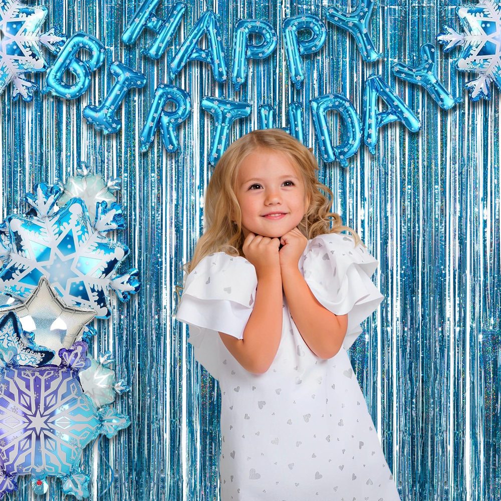Blue Tinsel Curtain Party Backdrop - GREATRIL Foil Curtain Party Decor Photo Streamers Backdrop for Birthday/Baby Shower/Mermaid/Under The Sea/Ocean/Frozen Party Decorations - 1m x 2.5m - Pack of 2 - Image 9