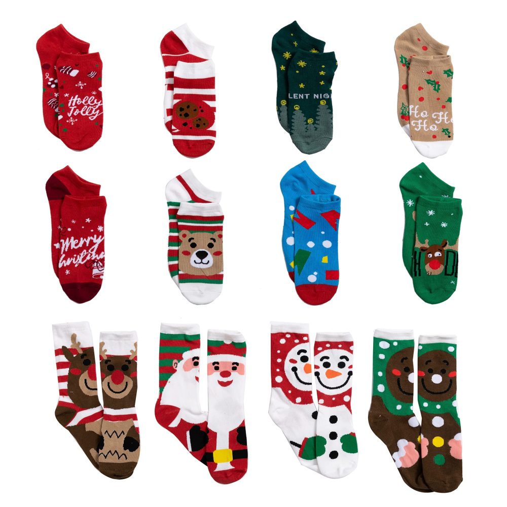 JOYIN 2024 Christmas Advent Calendar 12 Days of Christmas Warm Cotton Socks for Women Countdown Calendar Includes 8 Low Cut Socks and 4 Knee High Socks Gift for Holiday Christmas Party Favor Gifts - Image 6