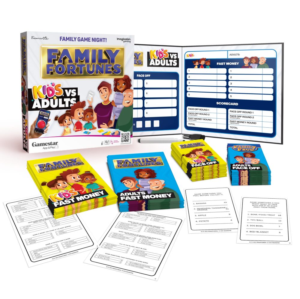 Family Fortunes Kids VS Adults Edition Card Game, Get Ready for a Family Showdown, 150 Question Cards, 50 Fast Money Cards, Complementary App with Sound Effects from the Show - Image 4