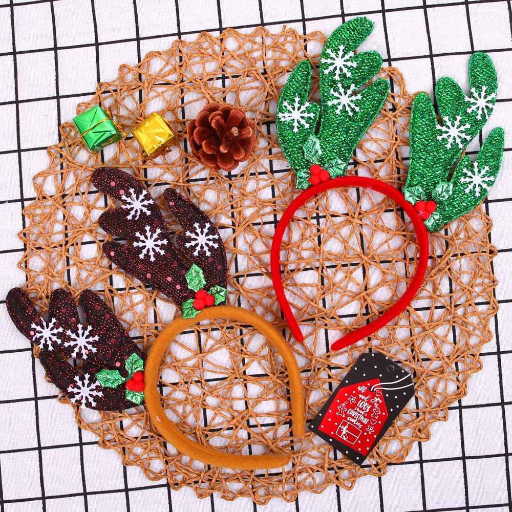ANECO 9 Styles Christmas Reindeer Headband Antlers Headband Christmas Party Costume Head Boppers for Christmas Party Favor, 9 Pack - Image 3
