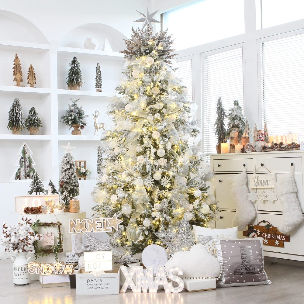 Sea Team 60mm/2.36" Shatterproof Clear Plastic Christmas Ball Ornaments Decorative Xmas Balls Baubles Set with Stuffed Delicate Decorations (30 Counts, White) - Image 5