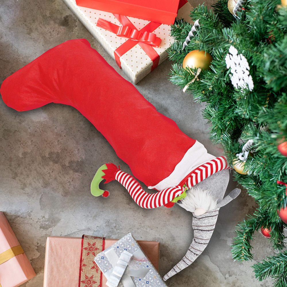 BELLE VOUS Jumbo Christmas Stocking Bag (2 Pcs) - 100cm Long Red and White Felt Xmas Stocking - Christmas Stockings Large - Santa Socks Sack Bag for Fillers Gift Fireplace Christmas Decoration - Image 4