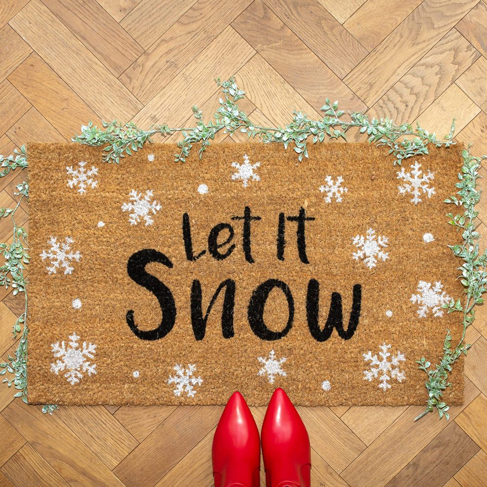 LP Doormats - Christmas door mat - Let it snow Christmas coir doormat - Xmas doormat 75cm x 45 - indoor door mat - outdoor sheltered use welcome mat - front door mats (Welcome) (Let it Snow) - Image 4