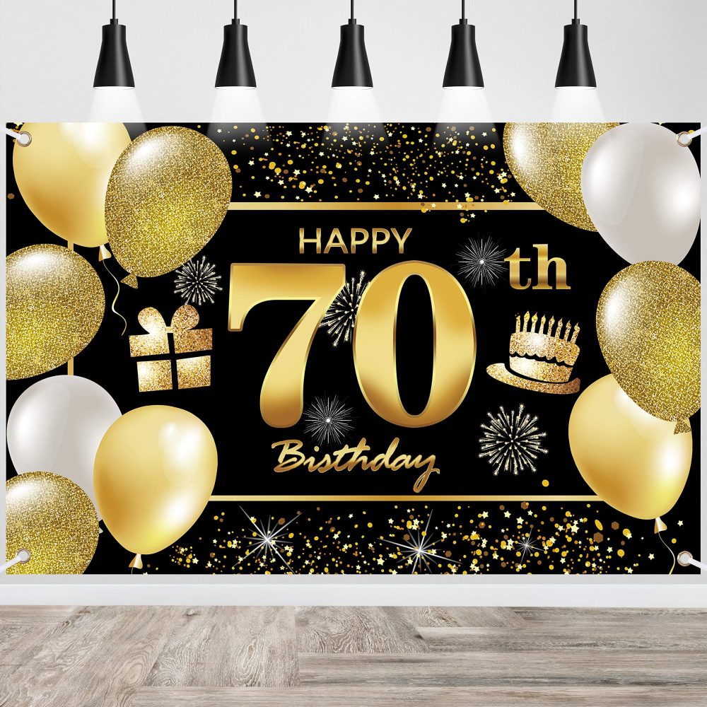 70th Happy Birthday Banner IMISI Birthday Decorations Birthday Backdrop Decorations for a Party