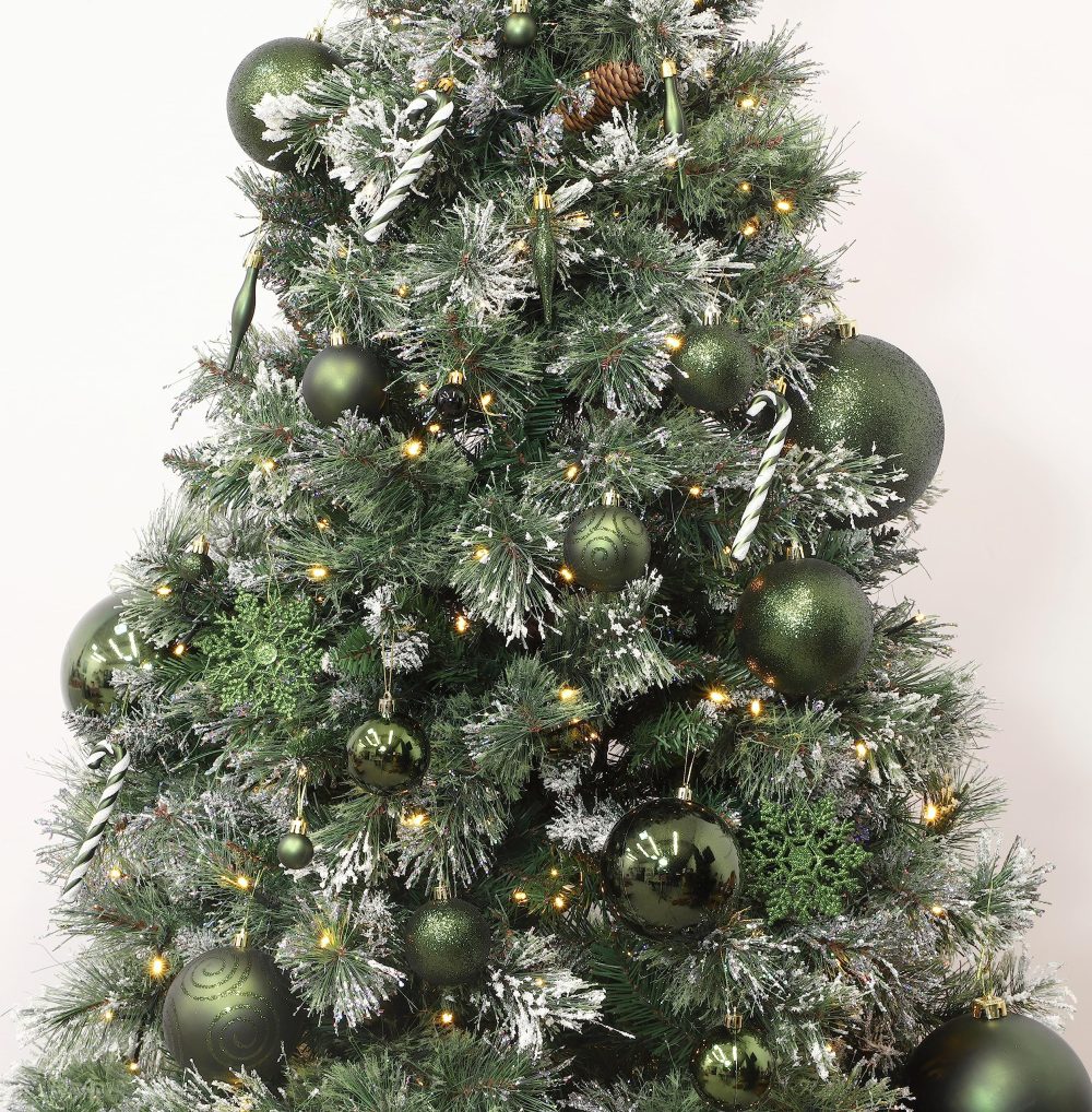 Christmas Concepts® Pack of 10-60mm Christmas Tree Baubles - Shiny, Matte & Glitter Decorated Baubles (Forrest Green) - Image 7