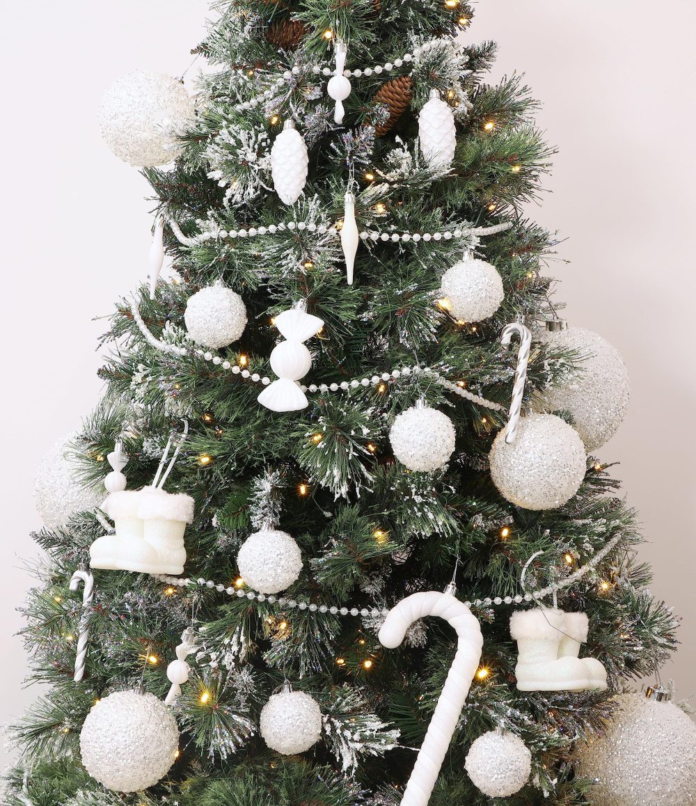 Christmas Concepts® Pack of 10-60mm Christmas Tree Baubles - Iridescent White Sparkle Baubles - Image 7