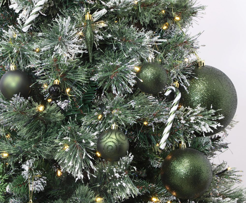 Christmas Concepts® Pack of 10-60mm Christmas Tree Baubles - Shiny, Matte & Glitter Decorated Baubles (Forrest Green) - Image 5