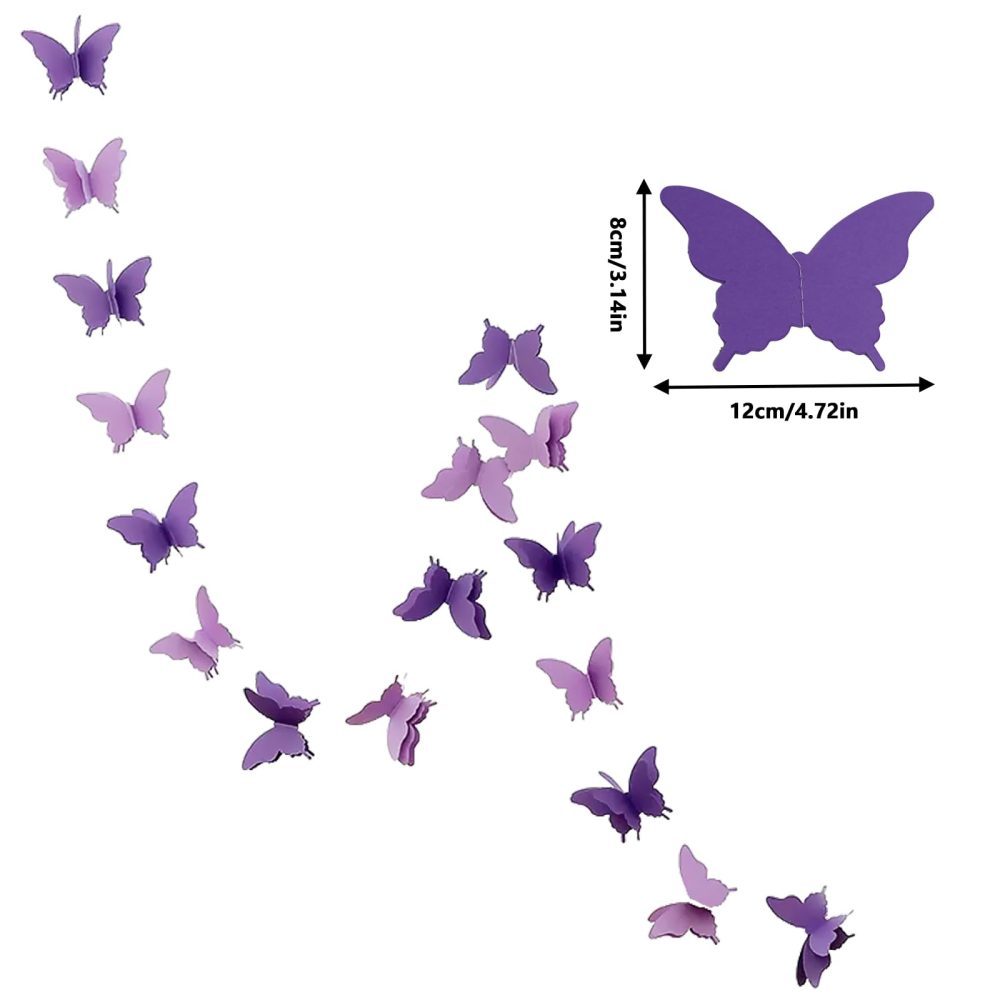 Butterfly Party Decorations, 3D Butterfly Banner Paper Garland for Wedding Birthday New Year's Annual School Decoration, Baby Shower, Gradient Pink Butterfly Streamers 2.8m (purple) - Image 7
