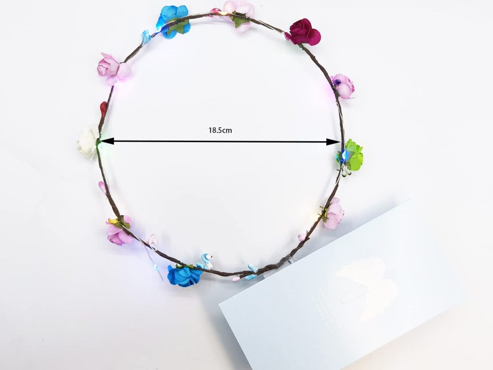 LED Flower Crowns, 8 Lighted LED Flower Headbands, Lighted LED Flower Headbands, Women's Headwear for Christmas, Halloween, Lighted Party, Wedding Decorations - Image 7