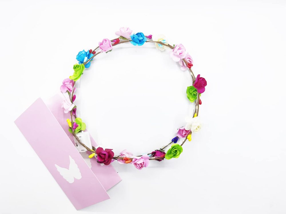 LED Flower Crowns, 8 Lighted LED Flower Headbands, Lighted LED Flower Headbands, Women's Headwear for Christmas, Halloween, Lighted Party, Wedding Decorations - Image 3