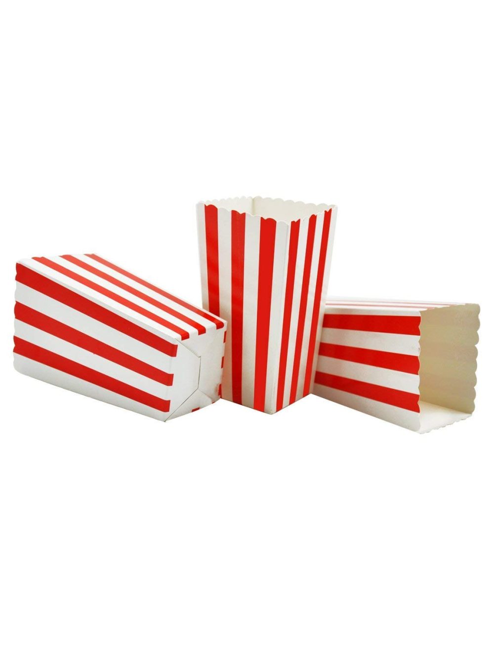50PCS Popcorn Favor Boxes, Striped Paper Popcorn Boxes Cardboard Candy Container for Birthday Theater Themed Parties Movie Nights Carnivals, Red And White 3.3 X 5.6 Inches - Image 6