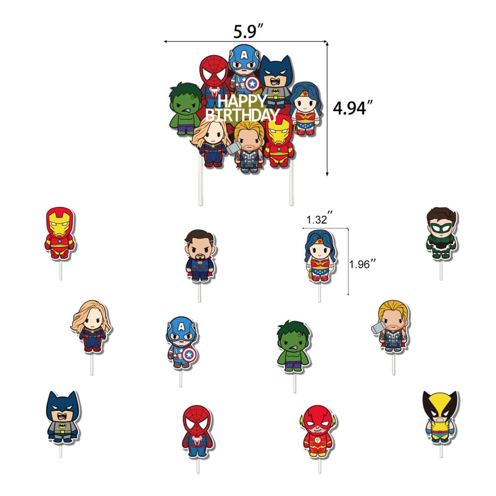 Superhero Birthday Party Decorations Avenger Party Supplies - Happy Birthday Banner Super hero Large Foil Balloons Cake Topper for Kid's Boys, girls Superhero Themem Party Decor Supplies (C) - Image 3