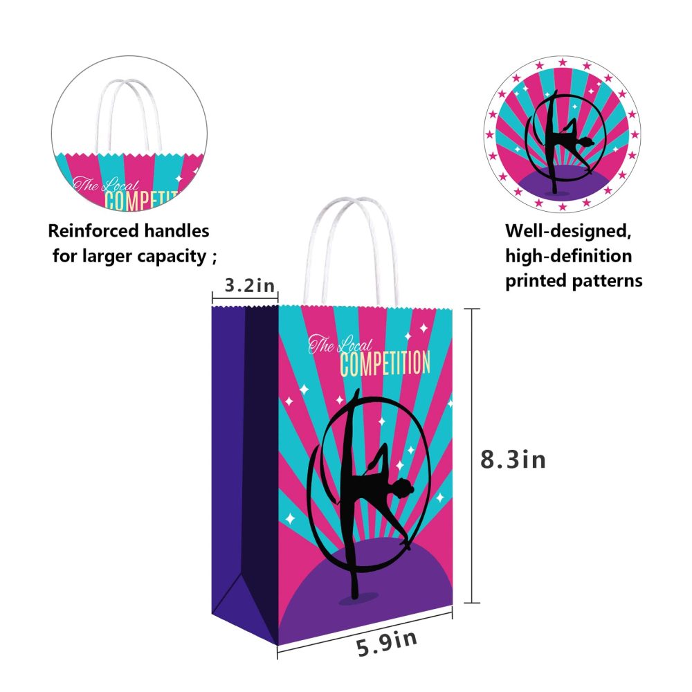 16 PCS Gymnastics Party Bags With Handles Gymnastics Birthday Party Supplies Gymnastics Party Favors Gymnastics Gifts For Girls Boys Teens Gymnasts Coach Gymnastics Party Decorations - Image 7