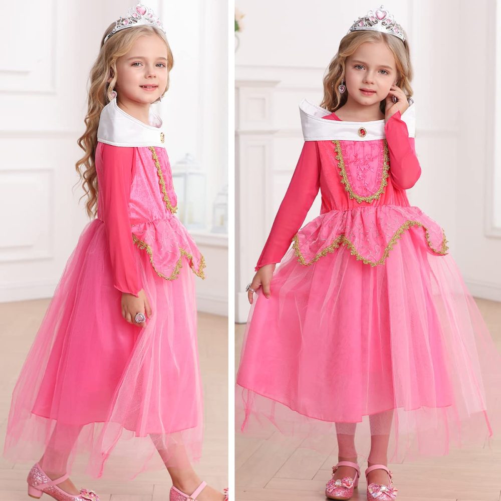 LiUiMiY Girls Princess Dress Up Costume Halloween Carnaval Christmas Cosplay Dress with Accessories Pink, 2-3 Years (Tag 100) - Image 5