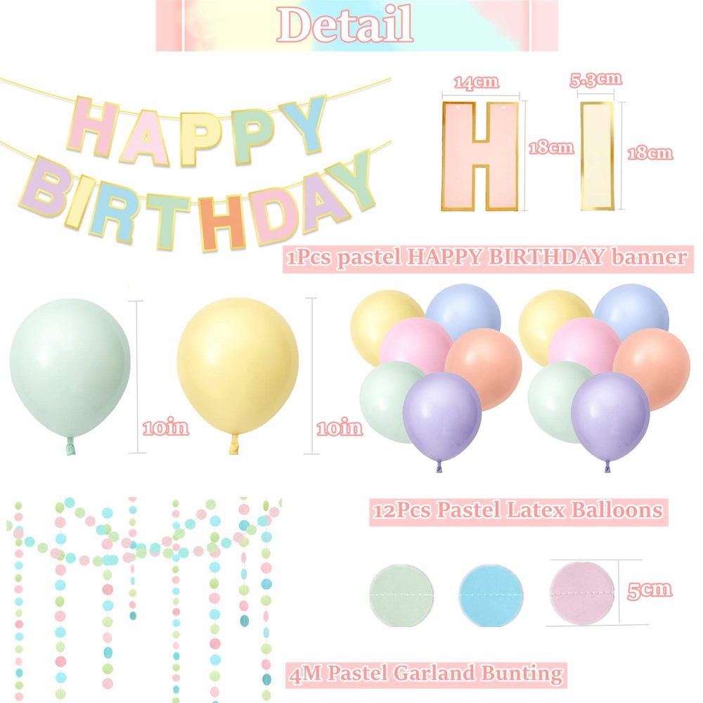 Elicola Pastel Party Decorations Macaron Happy Birthday Banner with Latex Balloons Cercle Dot Garland Colorful Backdrop for Party Decorations - Image 7