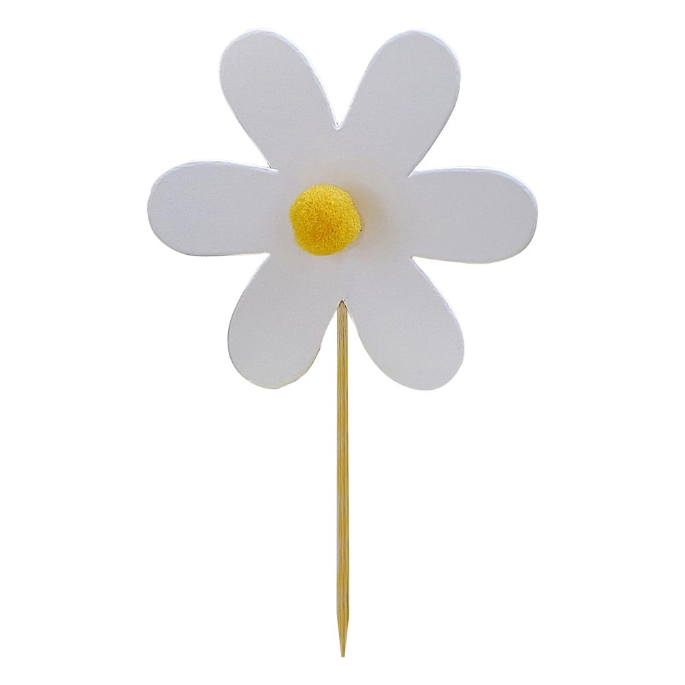 Ginger Ray Paper Daisies Cupcake Toppers Poms Centres and Wooden Picks 12 Pack, Pastel - Image 4