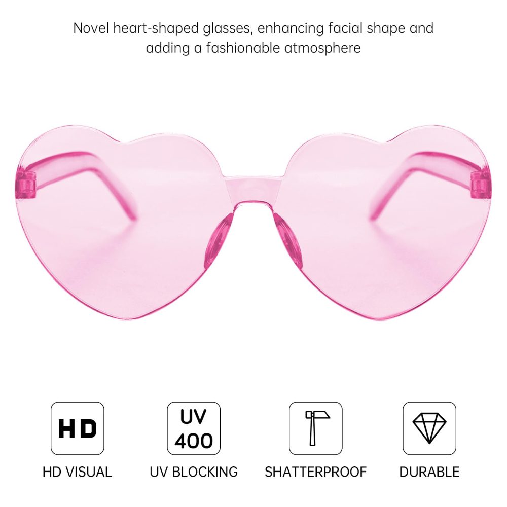 Yomaido Heart Shaped| Round Sunglasses/Glasses for Party, 8 Pack Colorful Love Heart Funky Rimless Multipack Eyeglasses for Adult Unisex, Kids - Image 7