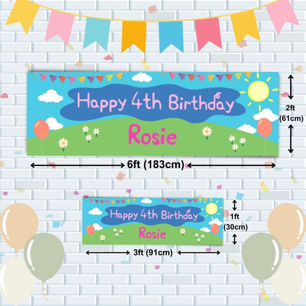 Personalised Birthday Banners for Girls & Boys - Happy Birthday Decorations for Kids’ Party - Birthday Girl Boy Banner - Happy Birthday Banner Pig Tv Show 1 x 3ft Small Banner - Image 2