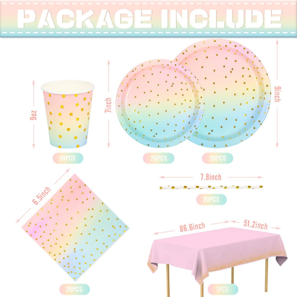 DUGEHO 101 Pcs Birthday Party Tableware Paper Plates Kids Birthday Set Including Tablecloth Plates Cups Napkins Straws for Baby Shower Birthday Wedding Party (20 Guests) - Image 7