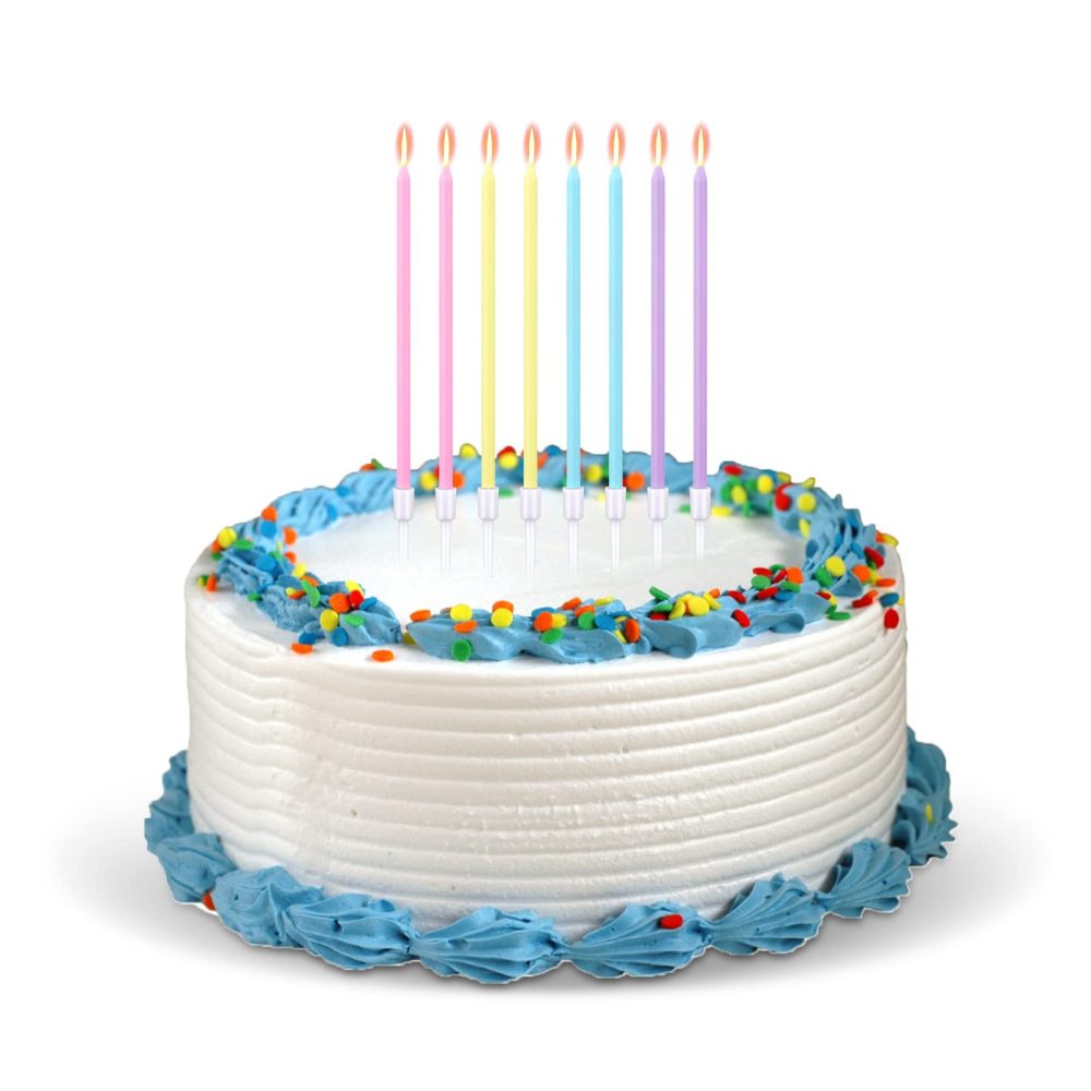DONQL Birthday Cake Candles, 16Pcs Tall Pastel Cake Candles, Long Birthday Candles, Thin Cupcake Candles with Holders for Birthday Cake Baby Shower Cake Wedding Party Decoration - Image 6