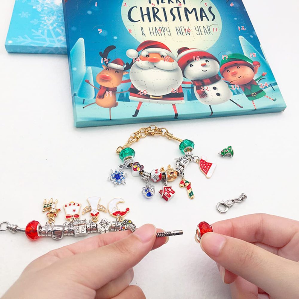 Christmas Advent Calendar 2024 for Girls Women DIY Charms Jewellery Bracelet Making, 2 Bracelets Set 24 Days Countdown Gifts DIY Beads Xmas Party Favor - Image 4