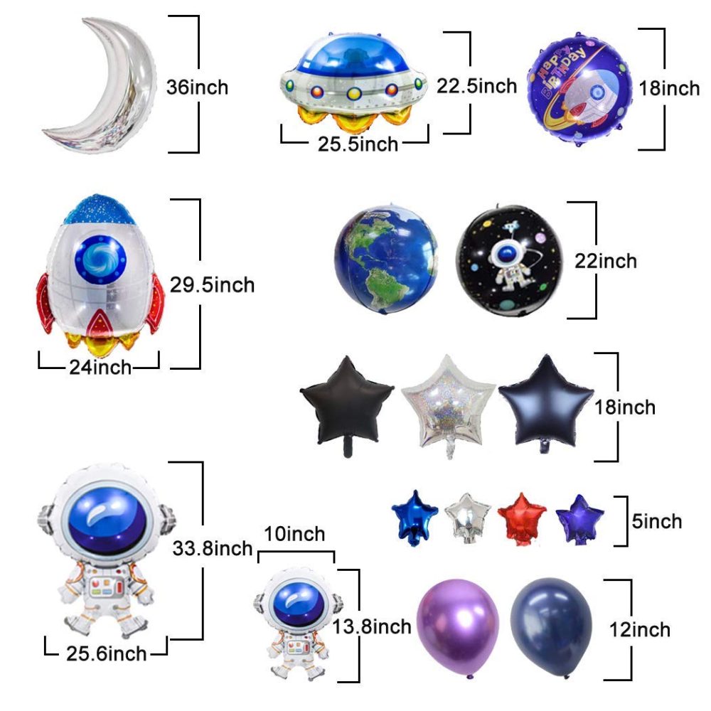 UFO Outer Space Decorations Party Supplies Foil Balloons Boy Birthday Baby Shower Chrome Blue Black Galaxy Astronaut Airship Space Theme Baby Shower - Image 5