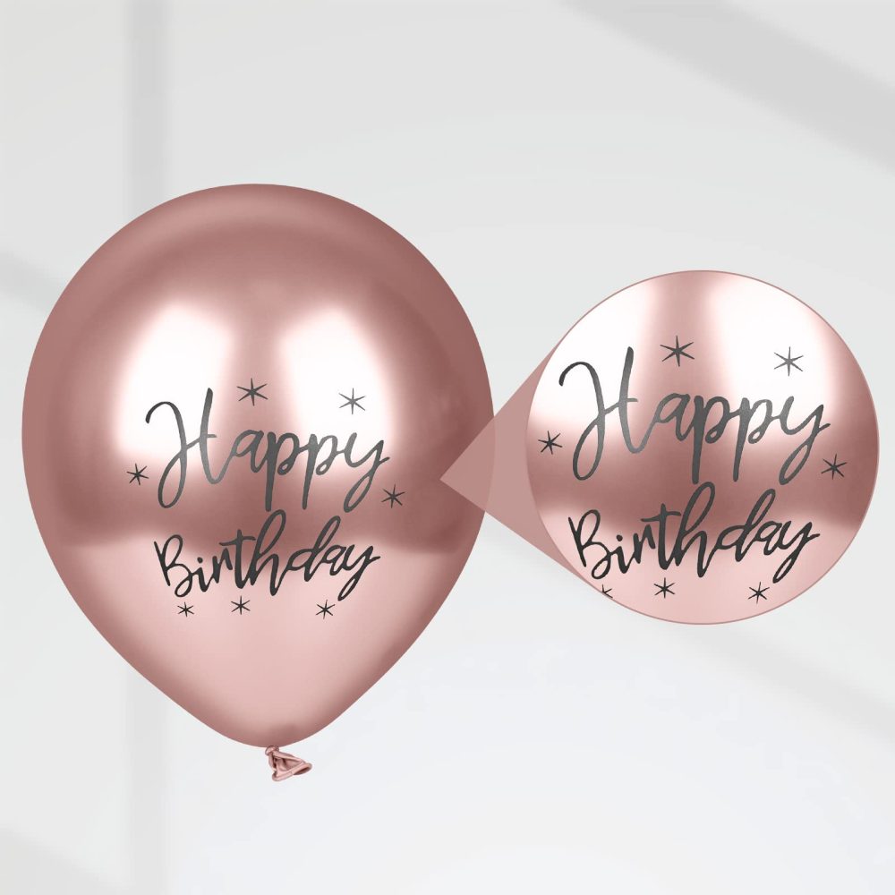 10Pcs Happy Birthday Balloons, 12" Happy Birthday Printed Metallic Rose Gold Balloons, Birthday Party Balloons for Girls Boys Birthday Decorations (Rose Gold Birthday Balloons) - Image 5