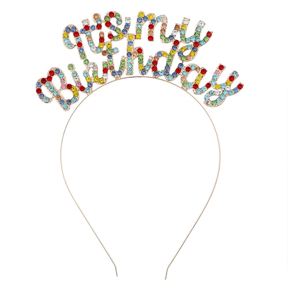 CHTENG Colorful It's my Birthday Girl Sash Badge and Tiara Rhinestone Crown Headband for Birthday Party Supplies - Image 3