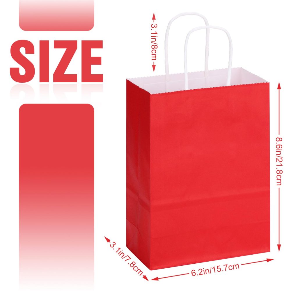 Party Bags, 10 Pcs Paper Gift Bags with Handles,6 Colors Childrens Kraft Paper Party Bags for Kids Party,Birthday,Coloured Paper Bags Supplies -16×8×22 cm (10 PACK Rainbow) - Image 3