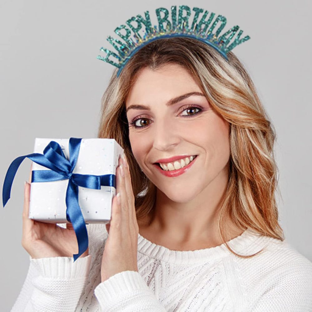 CHANGZHONG Birthday Headband Birthday Tiara Happy Bday Tiara Crown Party Hats Birthday Party Decorations Supplies Blue - Image 3