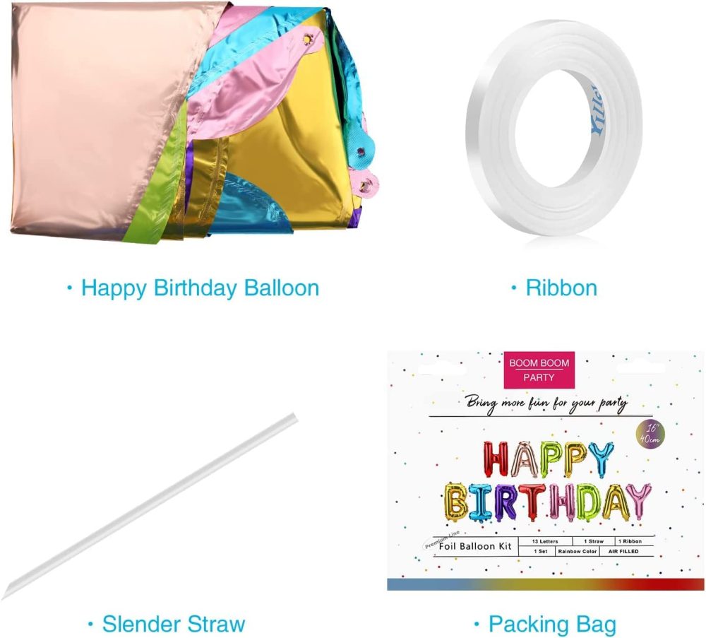 Happy Birthday Balloons Banner, 16 Inch Mylar Foil Letters, Birthday Party Decorations and Supplies for Kids and Adults, Reusable Eco-friendly Material(3D Mixture Lettering) - Image 4
