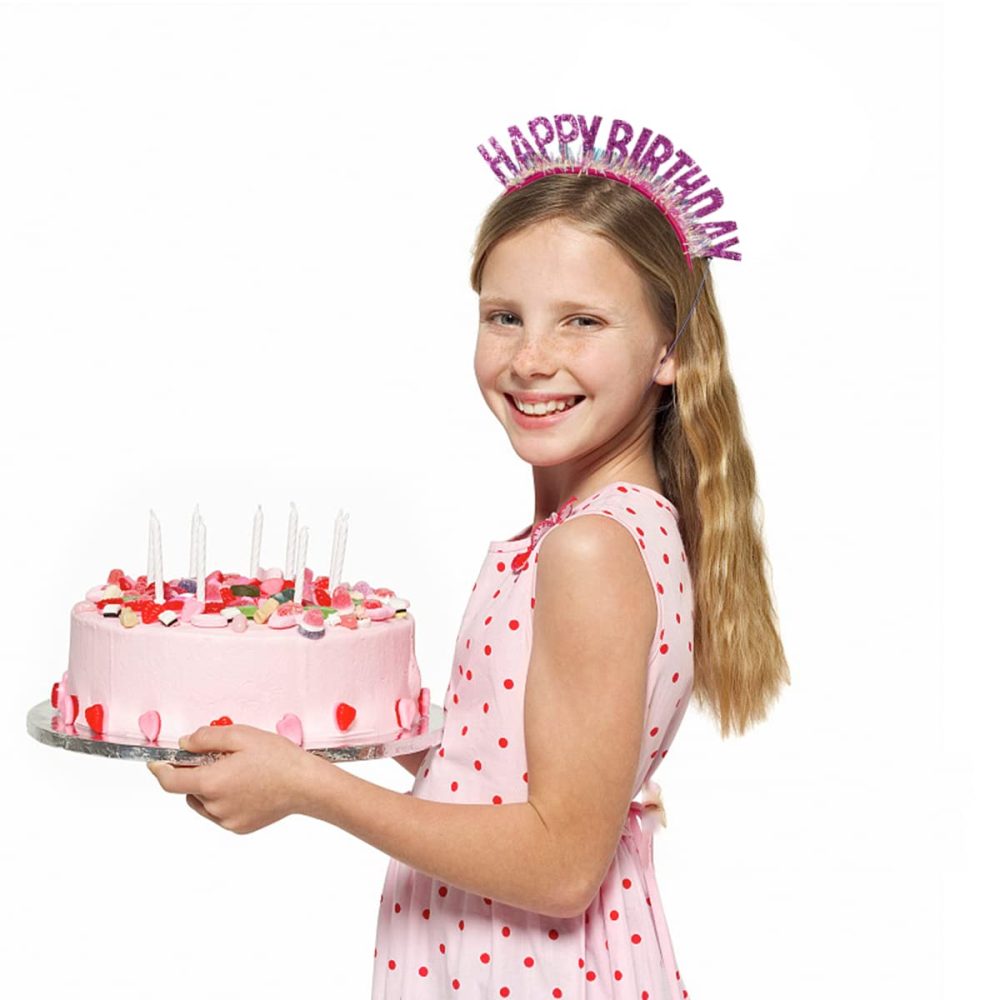 CHANGZHONG Birthday Headband Birthday Tiara Happy Bday Tiara Crown Party Hats Birthday Party Decorations Supplies Pink - Image 4