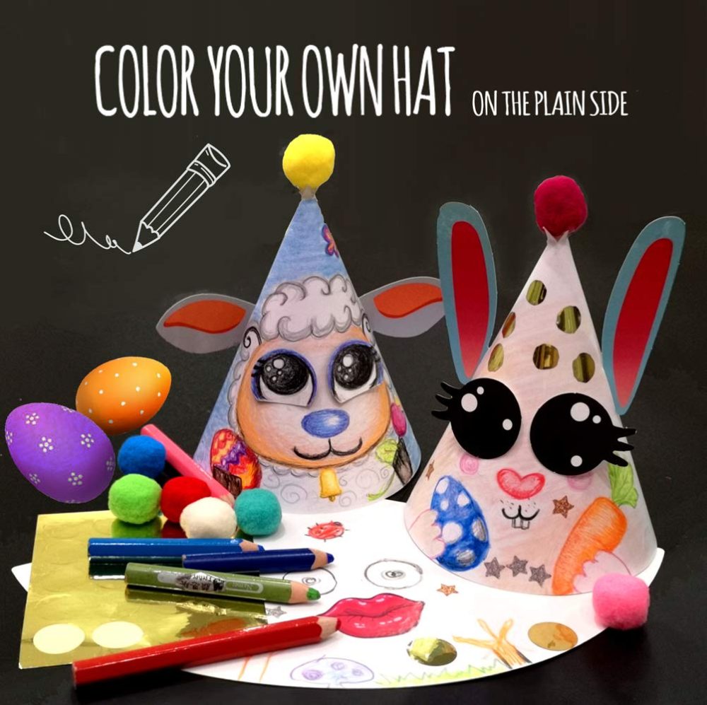 Glittery Garden Party Hats Birthday Activity Kit with Stickers, Fun Arts & Crafts for Kids. Animal & Monster Theme Party Favor, Game Supplies - Image 3