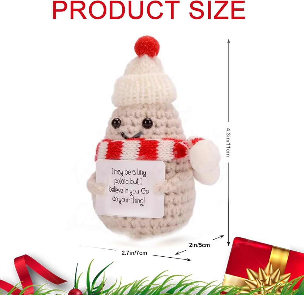 Leyiteng Christmas Cute Stuff,Emotional Support Potato, Christmas Xmas Eve Box Party Bag Stocking Fillers,Mini Inspirational Good Luck Gifts Funny Knitted Wool Doll Gift for Adults Women Home Office - Image 2