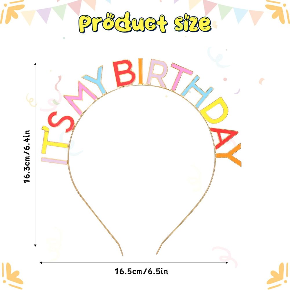 KALIONE Happy Birthday Crown Rainbow It's My Birthday Alloy Headband Birthday Headpiece Birthday Crown Gift for Women Girls Party Decorations(IT'S MY BIRTHDAY, Color B) - Image 2