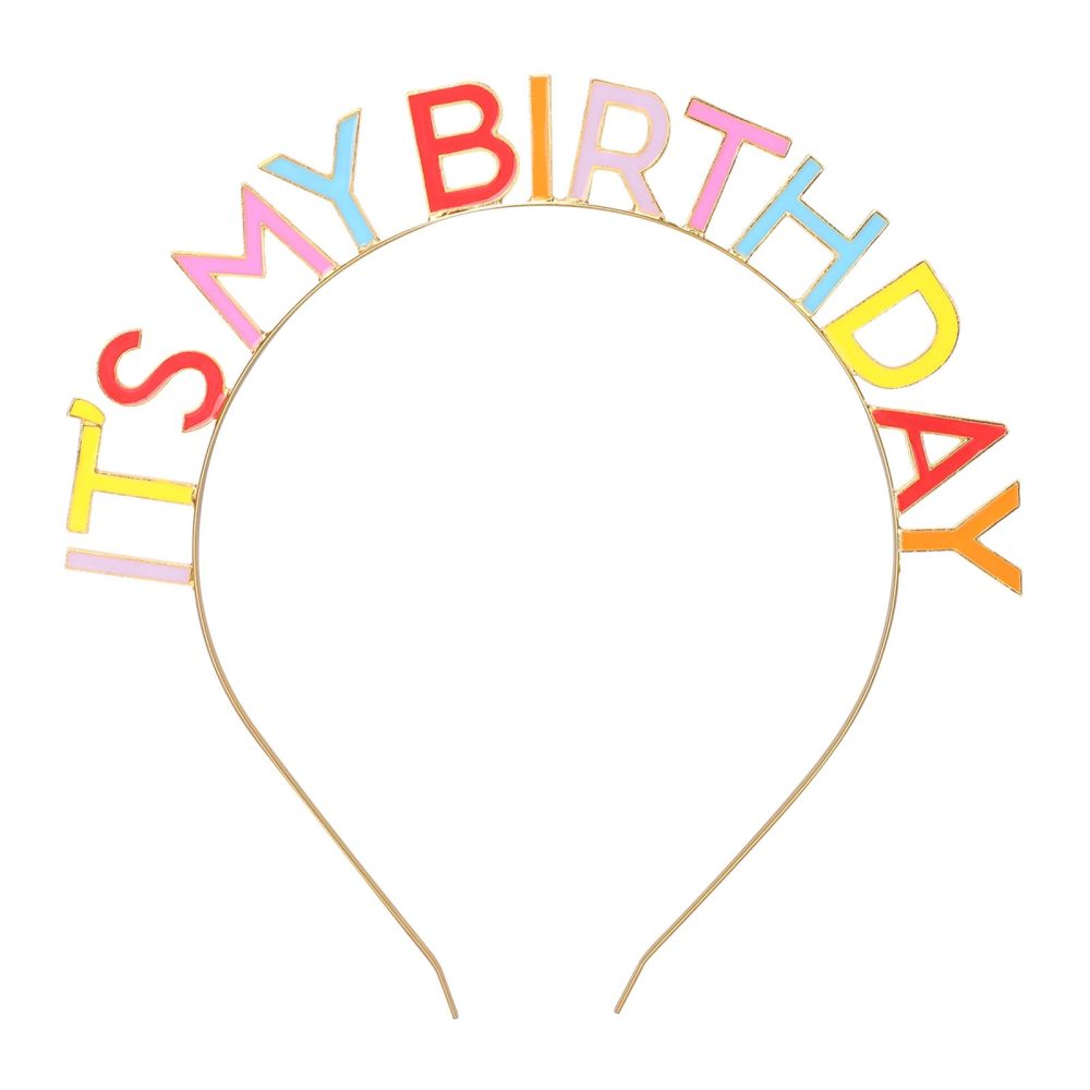 KALIONE Happy Birthday Crown Rainbow It's My Birthday Alloy Headband Birthday Headpiece Birthday Crown Gift for Women Girls Party Decorations(IT'S MY BIRTHDAY, Color B)