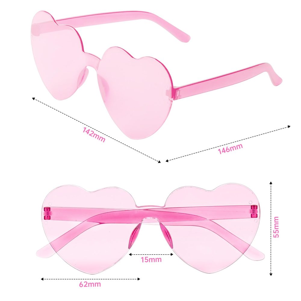 Yomaido Heart Shaped| Round Sunglasses/Glasses for Party, 8 Pack Colorful Love Heart Funky Rimless Multipack Eyeglasses for Adult Unisex, Kids - Image 5