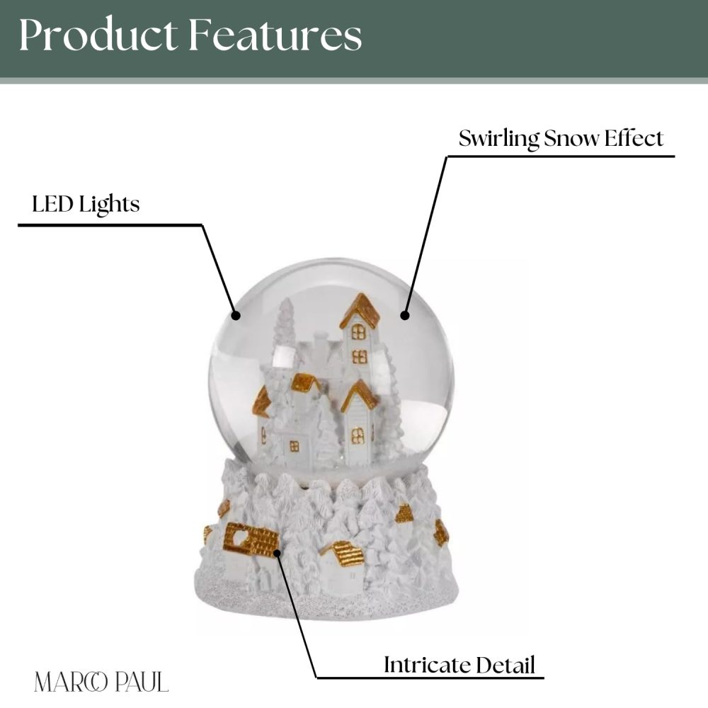 Marco Paul Winter Wonderland Christmas Snow Globe - Large Snowglobes Light Up Colour Changing LED Christmas Ornaments for the home, Novelty Snow globes for adults - Image 7