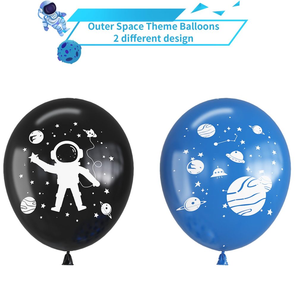 Space Party Balloons, 12 Inch Outer Space Themed Party Balloons Set Blue Black Confetti Helium Latex Balloons Astronaut Planet Balloons for Kids Boys Birthday Baby Shower Party Decoration Supplies - Image 7