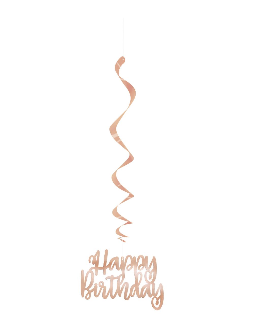 Elegant Foil Rose Gold "Happy Birthday" Hanging Swirl Decorations (81cm) - Stylish, Festive & Modern Design - Perfect for Memorable Celebrations - 3ct