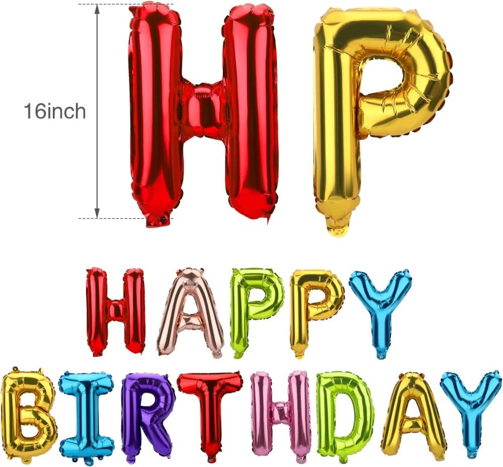 Happy Birthday Balloons Banner, 16 Inch Mylar Foil Letters, Birthday Party Decorations and Supplies for Kids and Adults, Reusable Eco-friendly Material(3D Mixture Lettering) - Image 7
