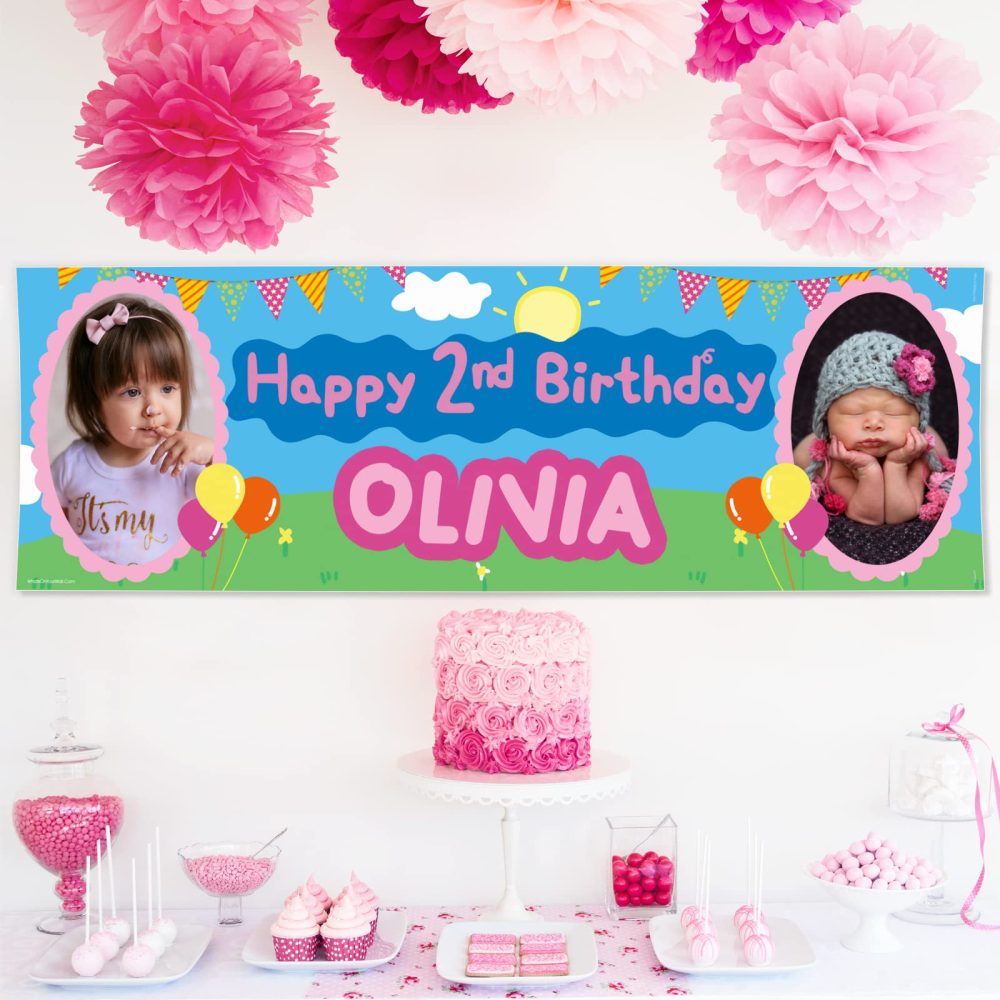 1 x 6FT Large Banner | Personalised Happy Birthday Photo Banners | Personalised Banners Birthday | Birthday Banners for Girls | Birthday Banners for Boys | Kids Party Decorations | Pink Blue - Image 4